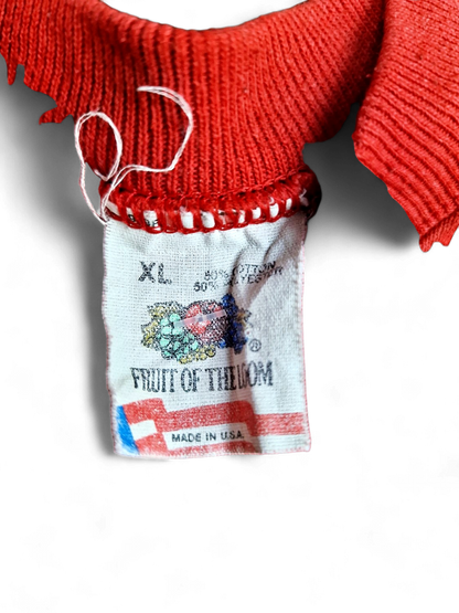 Vintage Fruit of the Loom Red Sweatshirt XL - Winter Scene Graphic