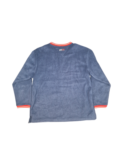 Tommy Jeans Navy Blue Fleece Sweater with Red Trim