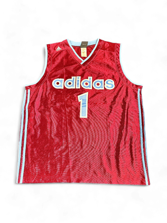 Vintage Adidas Red Basketball Jersey #1 - Retro Sportswear