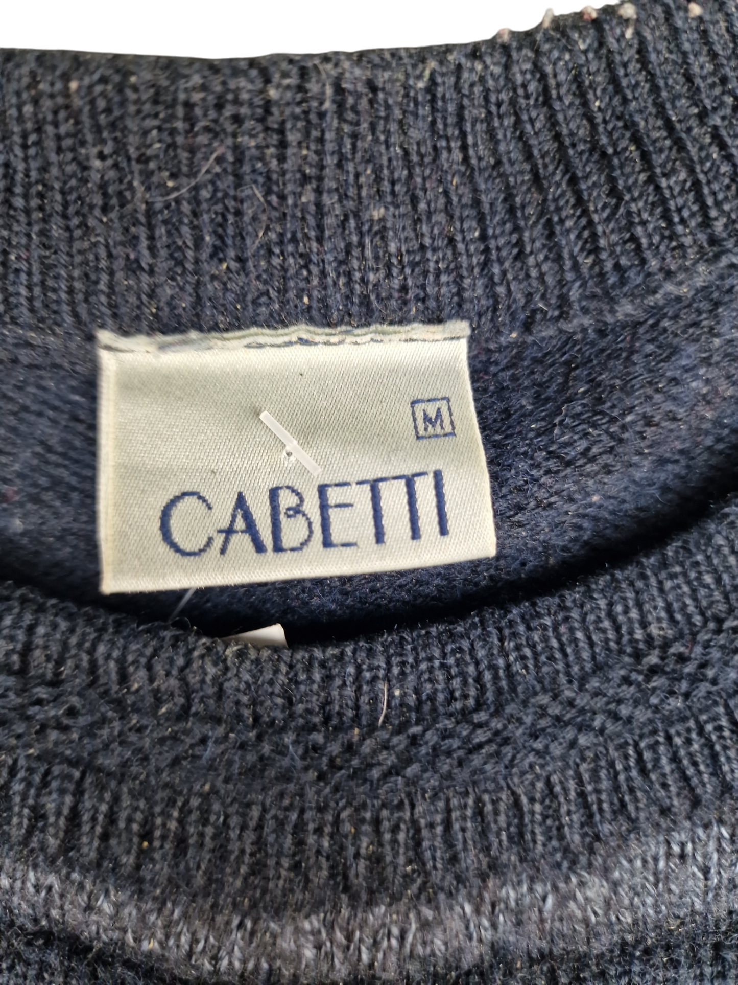 Cabetti Navy Geometric Pattern Wool Blend Sweater - Size M