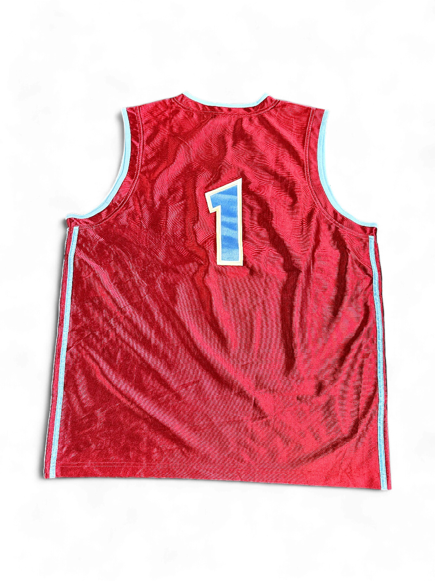 Vintage Adidas Red Basketball Jersey #1 - Retro Sportswear