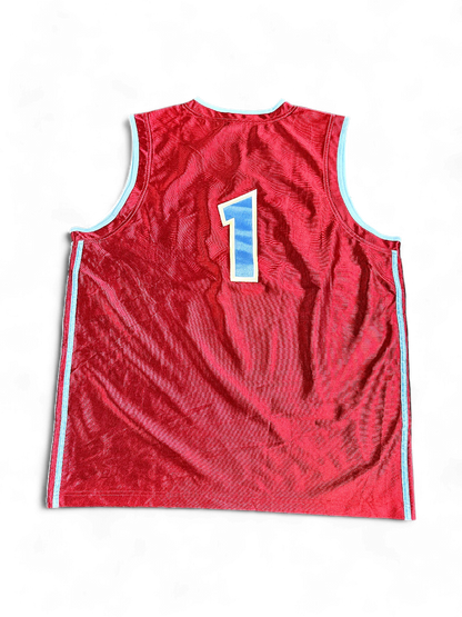 Vintage Adidas Red Basketball Jersey #1 - Retro Sportswear