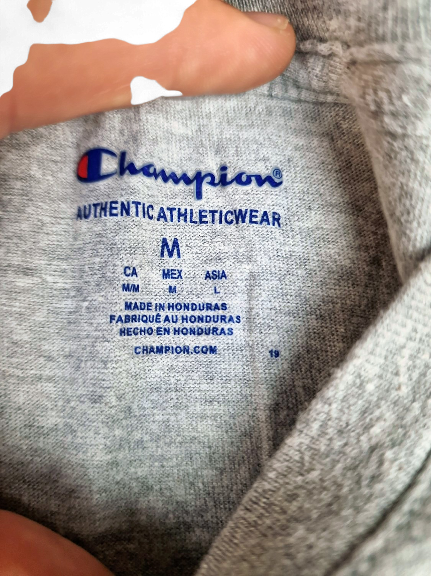 Champion Grey Cotton T-Shirt with Logo