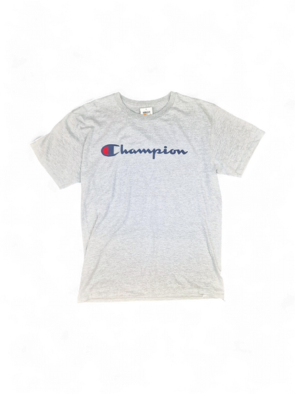 Champion Grey Cotton T-Shirt with Logo