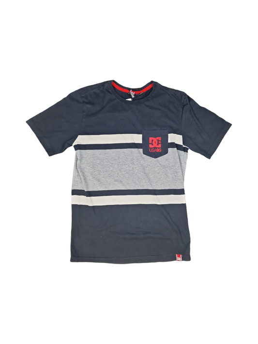 DC Shoes Men's Navy & Grey Striped T-Shirt - Size M