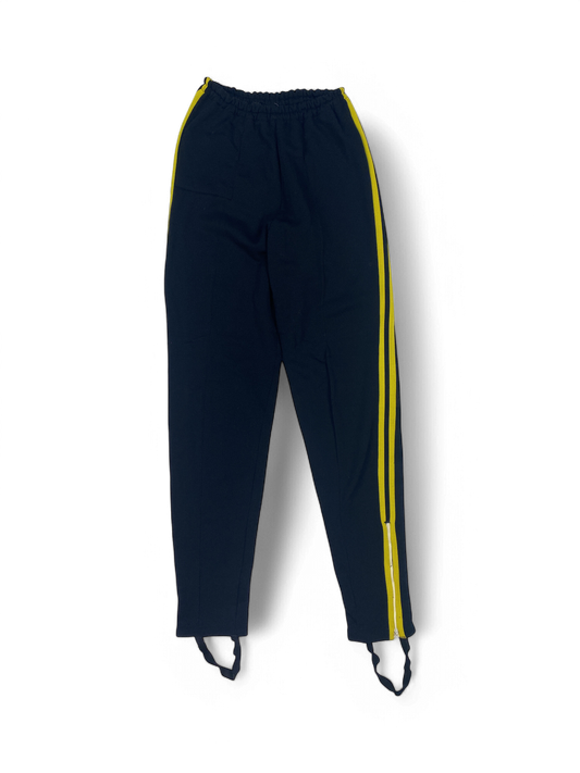 Vintage Black Track Pants with Yellow Stripes